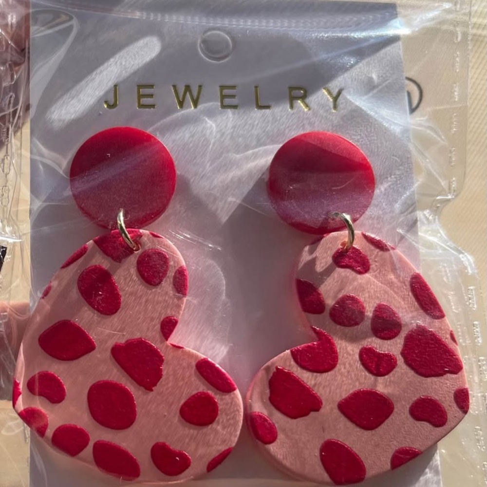 Pink and Red Heart Earrings